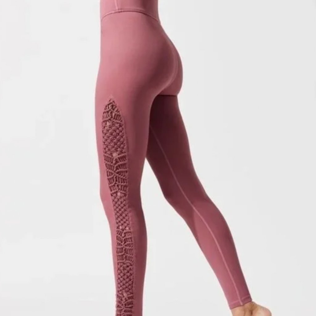 Carbon38 Tanjung Sayang Macrame Crochet Legging In Mauve Pink - Small